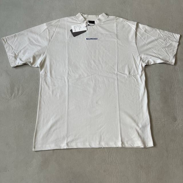 Balenciaga blue embroidery round neck short sleeves