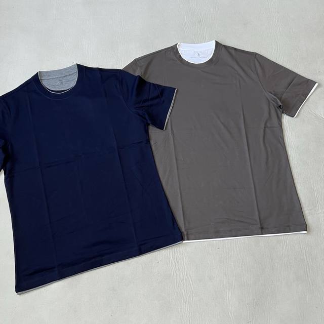 Brunello Cucinelli fake two-piece round neck short sleeves Original yarn comfort