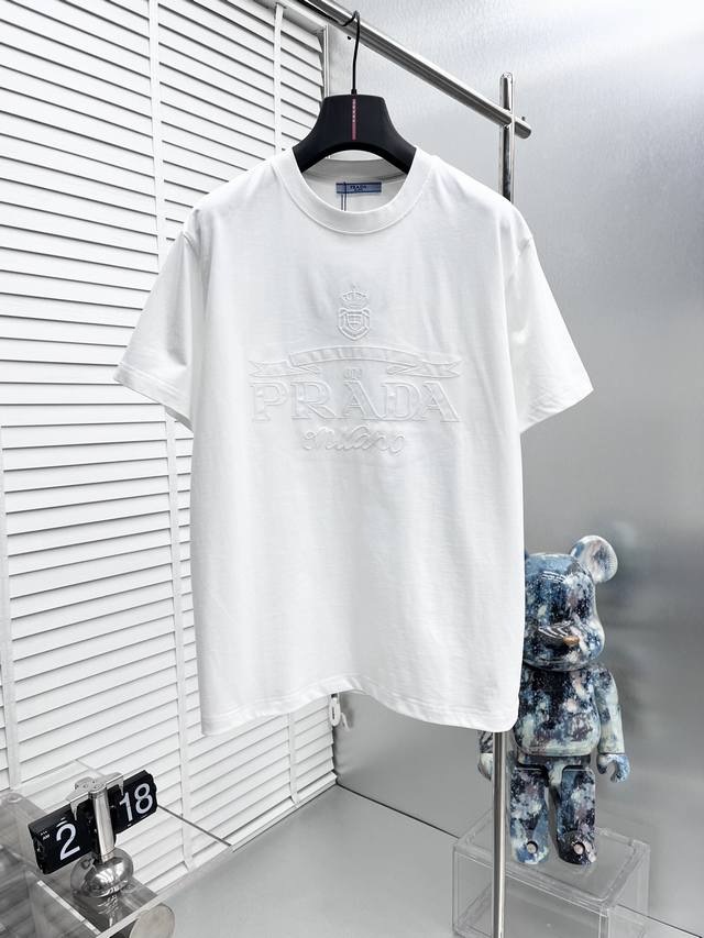 Prad*25Ss new short-sleeve, the latest brand classic Logo pattern, high standard