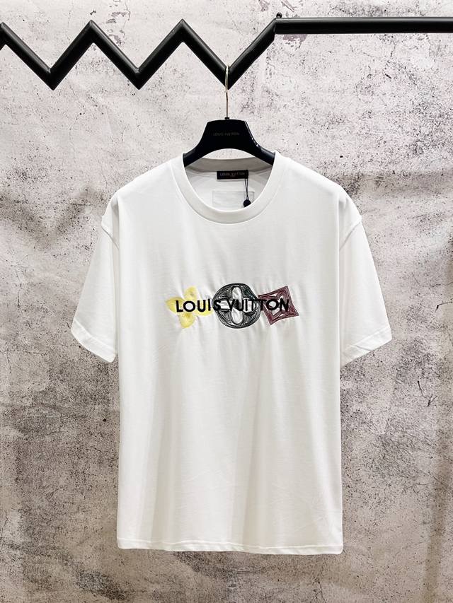 Louis Vuitton*Louis Vuitton Lv three flower letters embroidered short-sleeved T-