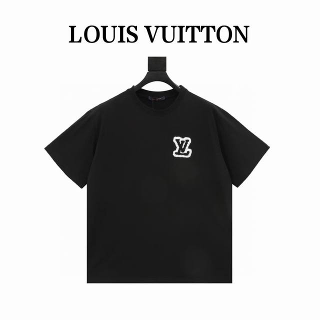 Louisvuitton short-sleeved T-shirt with flocked embroidery of the old flower log