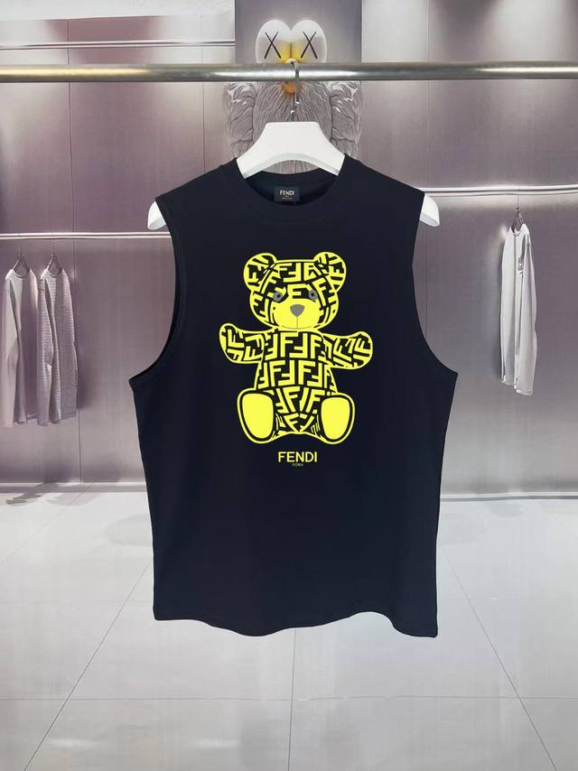 Fendi* Fendi 2025 summer F double Ff bear logo letter print waistcoat sweat vest