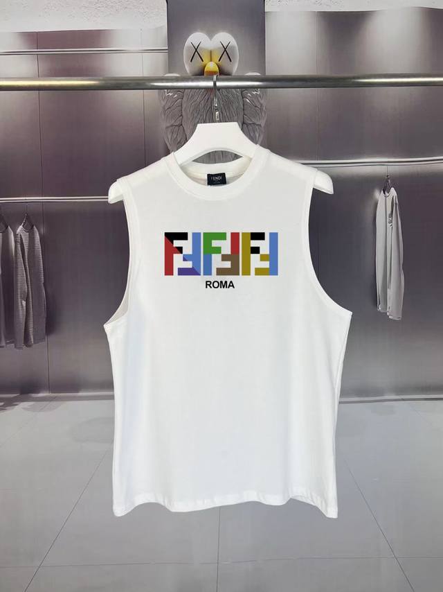 Fendi* Fendi 2025 summer F double Ff letter logo printing craft waistcoat sweat