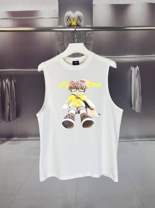 Fendi* Fendi 2025 summer F doll Ff letter logo printing craft waistcoat sweat ve