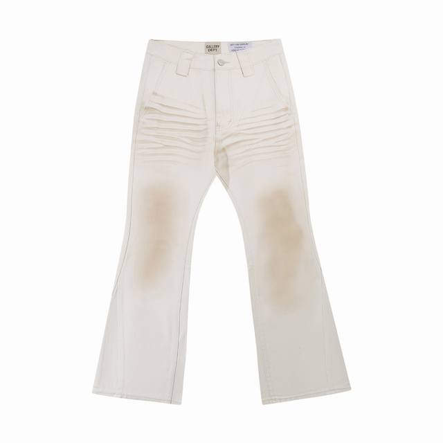 659#Gallery Dept new dirty style mud dyed old washed beige stitching flared jean