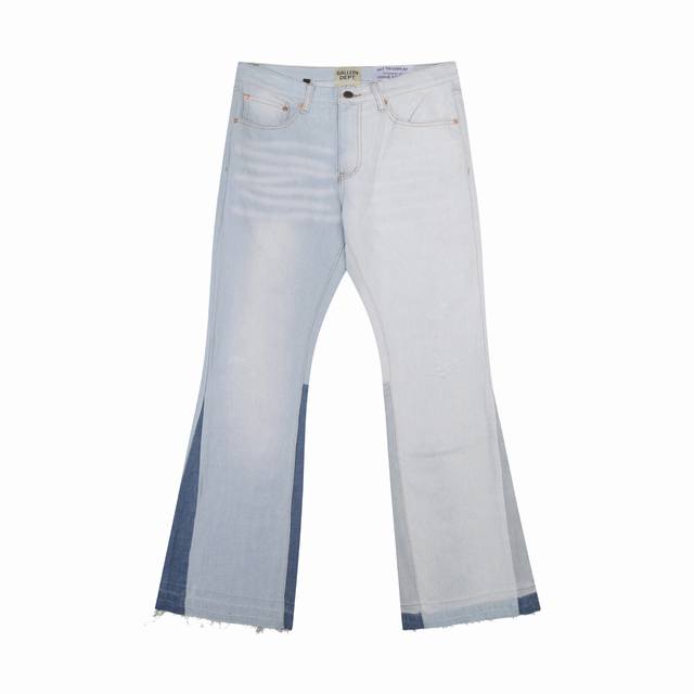 658#Gallery Dept New style blue washed flared jeans blue stitching denim trouser