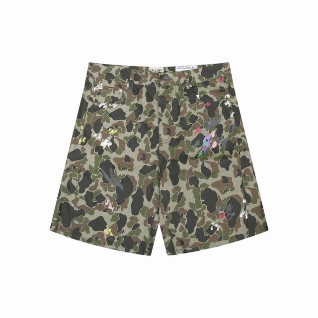 661#Gallery Dept new hand-painted ink wash overalls camouflage shorts American s