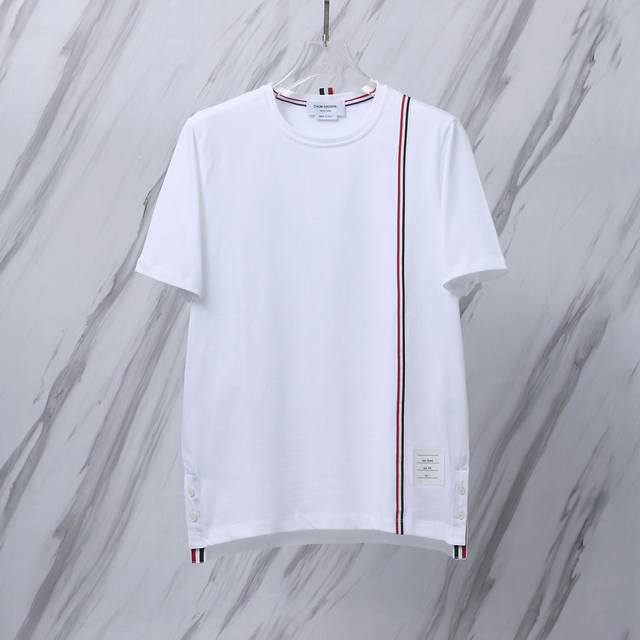 Item No.: T017 Tb side webbing label round neck pure cotton T-shirt Thom Browne