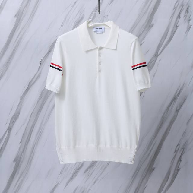Item No.: M29 Tb double sleeve striped ice silk wool sweater Polo shirt half sle