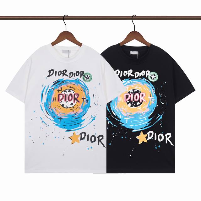 R380# 270g Dior hand-painted graffiti print S--Xxl