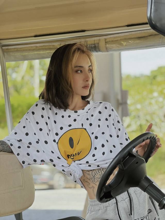 Dw-37# Drew House Polka Dot Smiley Face Letter Print Short Sleeve American Casua