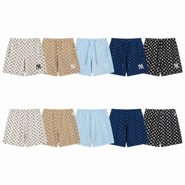 920 style Mlb Ny full print 360g pure cotton embroidered shorts for men and wome