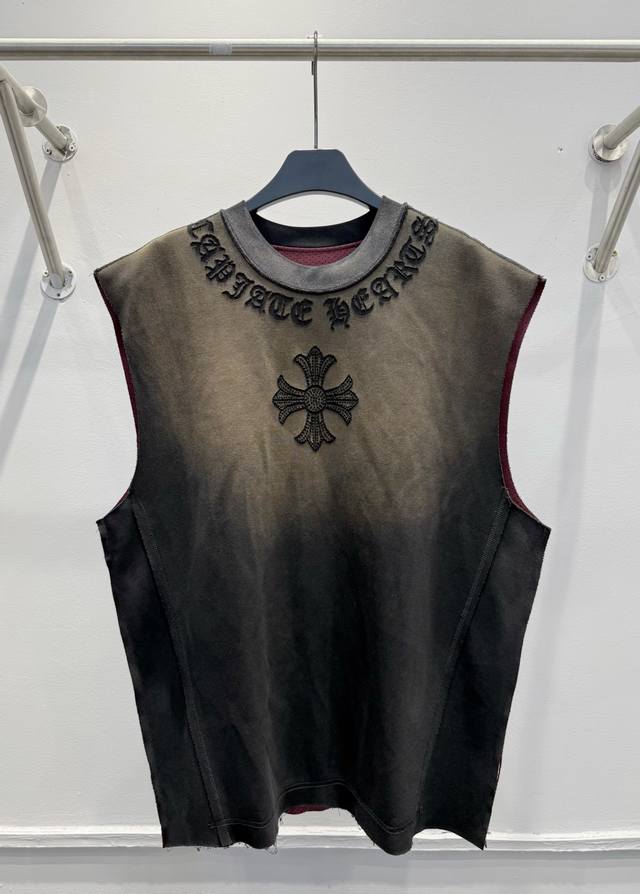 Ch Chrome Hearts new sleeveless round neck T-shirt 320g composite fabric with a