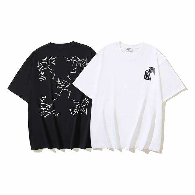 1193# Off-White Cotton 260G Heavy Self-Drilling Screw Arrow Printed Short Sleeve