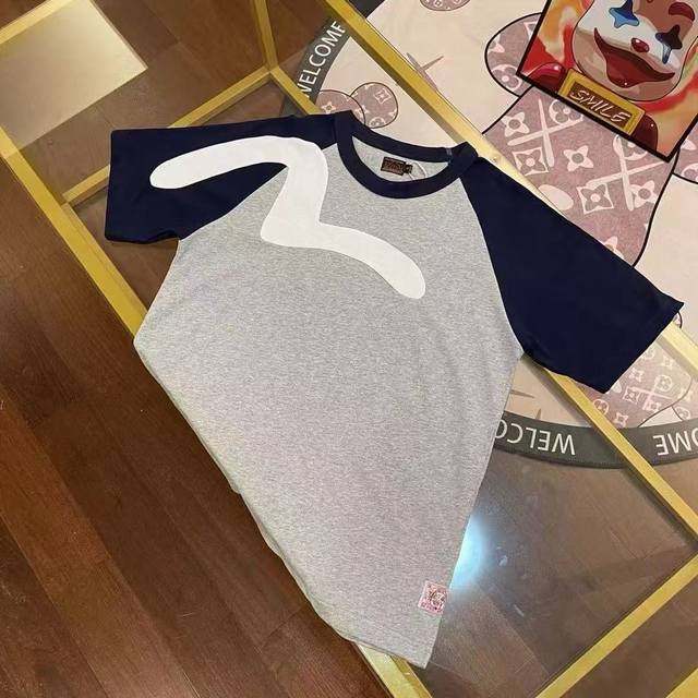 Palace25 x Evisu Seagull Raglan colorblock logo print short-sleeved T-shirt Gray