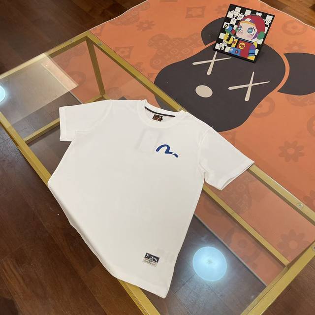 New arrival, Evisu Fushen 2025 new men's letter villain short sleeve Color: Whit