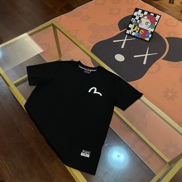 New arrival, Evisu Fushen 2025 new men's letter Kirin short sleeve Color: White