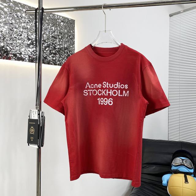 High quality Acne 25Ss new short-sleeved T-shirt This year's fabric is newly upg