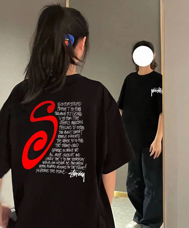 A351# Stussy Tough Gear round neck short sleeve half sleeve T-shirt The fabric i