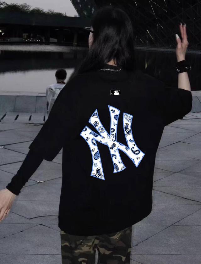 A348# Mlb Yankees-Ny cartoon painted round neck short sleeve half sleeve T-shirt