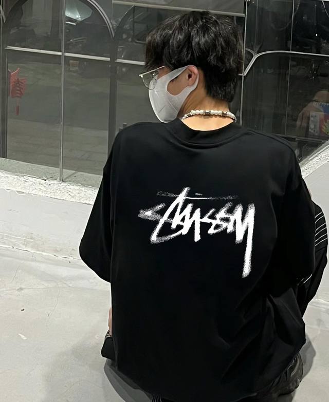 A344# Stussy phantom round neck short sleeve half sleeve T-shirt The fabric is m