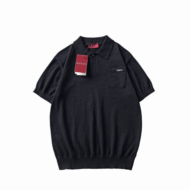 Gucci 2025 new fine wool knitted Polo short sleeve Original 10870 purchase; knit