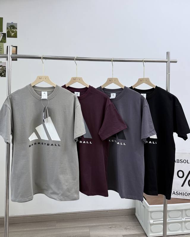 Style number: 7636 Adidas Basketball 2025 new pure cotton ribbed round neck shor