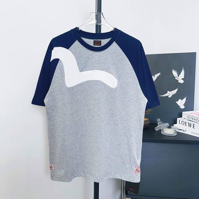 Style number: D136 Evisu Fushen 2025 new splicing short sleeves Big brand fabric