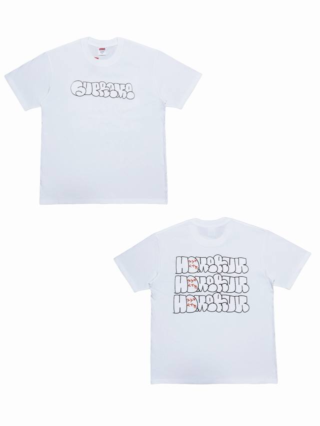Su185# Supreme X Homerun Joint Ss25 Week12 Tee Letter Printed Round Neck Short S