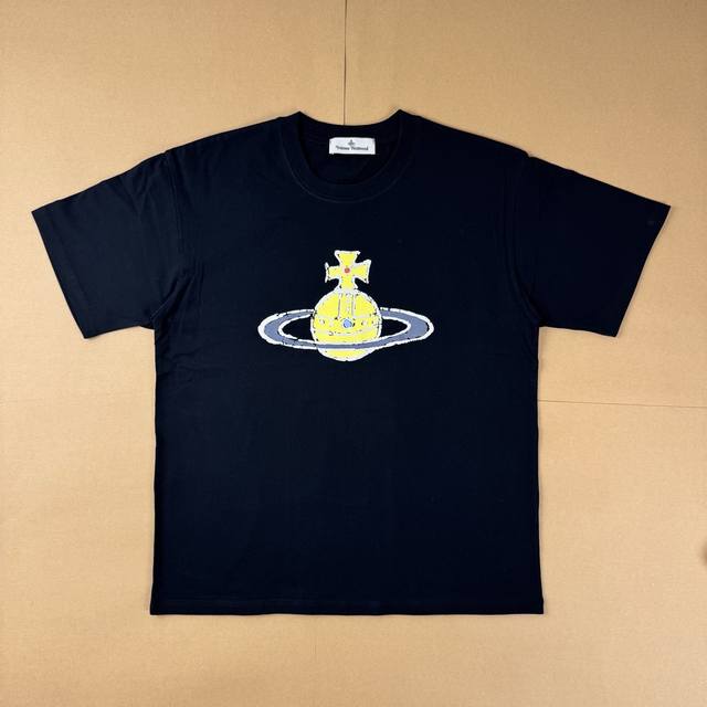 R23# Vivienne Westwood solid color printed round neck short sleeve T-shirt unise