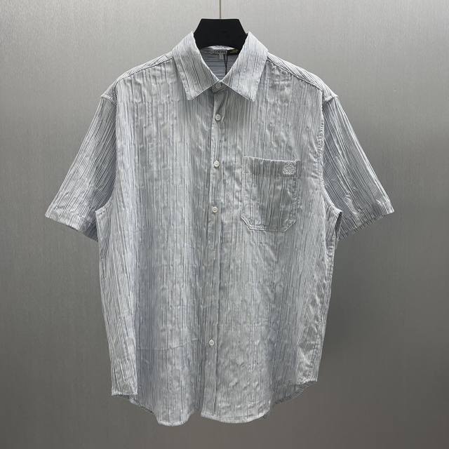 Lw Pleated Striped Short Shirt Size : S-Xl Lightweight textured striped cotton b