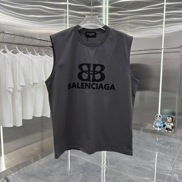 Bal Balenciaga 2025 summer new sleeveless vest dark pattern silicone process uni
