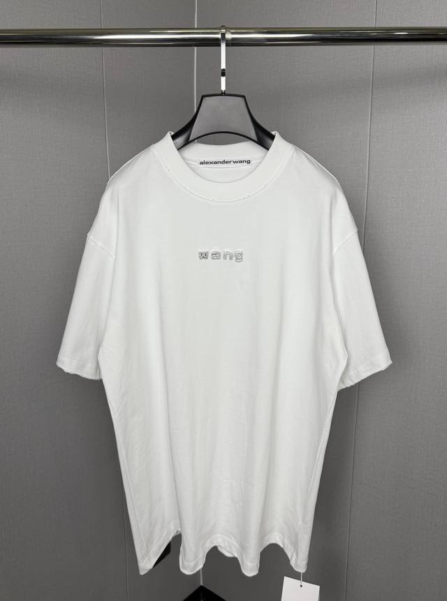 Alexanderwang round neck short sleeve T-shirt Hand-beaded "Wang" on the front 32