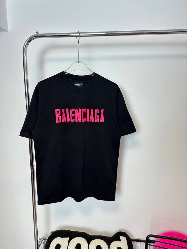 Style number: Hmy86# Balenciaga 3D leather label hot stamping short-sleeved T-sh