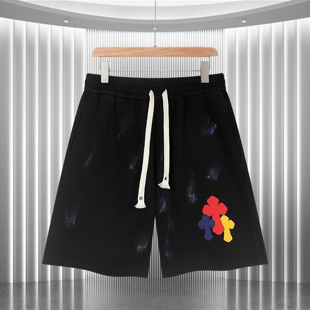 high version Chrome Hearts Ch 2025 summer new leather shorts new heavy wash and