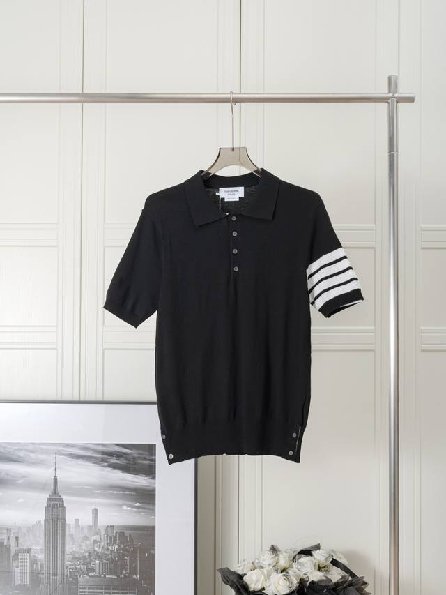 Classic four-bar ice silk Polo shirt short sleeves Purchasing version Thombrowne