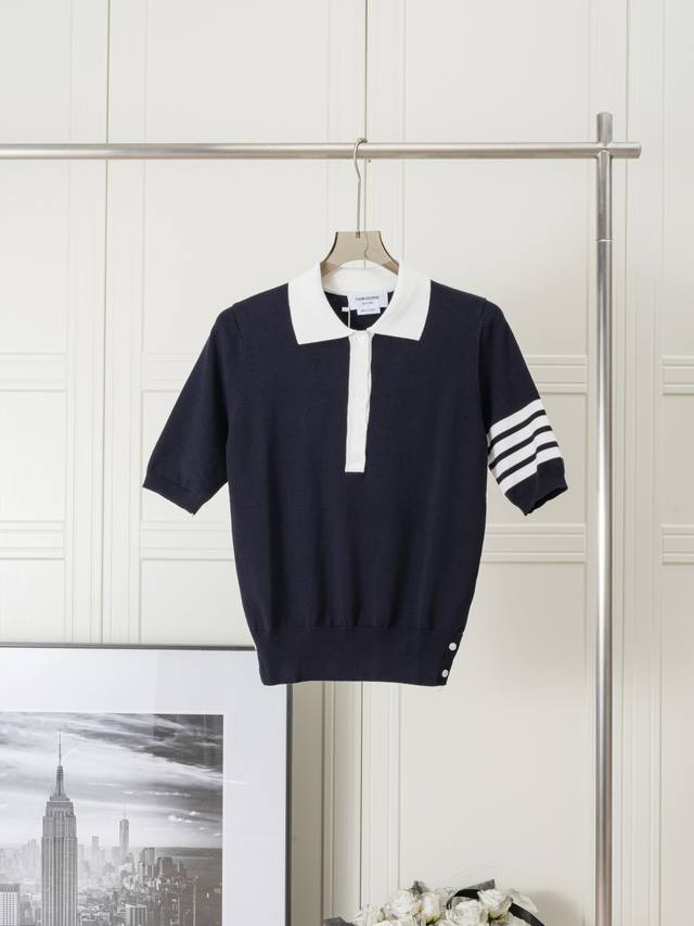 Polo shirt with contrasting collar and puppy pattern on the back Thom Browne swe