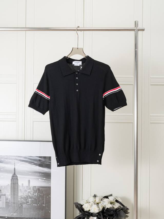 Double-sleeved colorful ice silk Polo shirt short sleeves Thom Browne double-sle