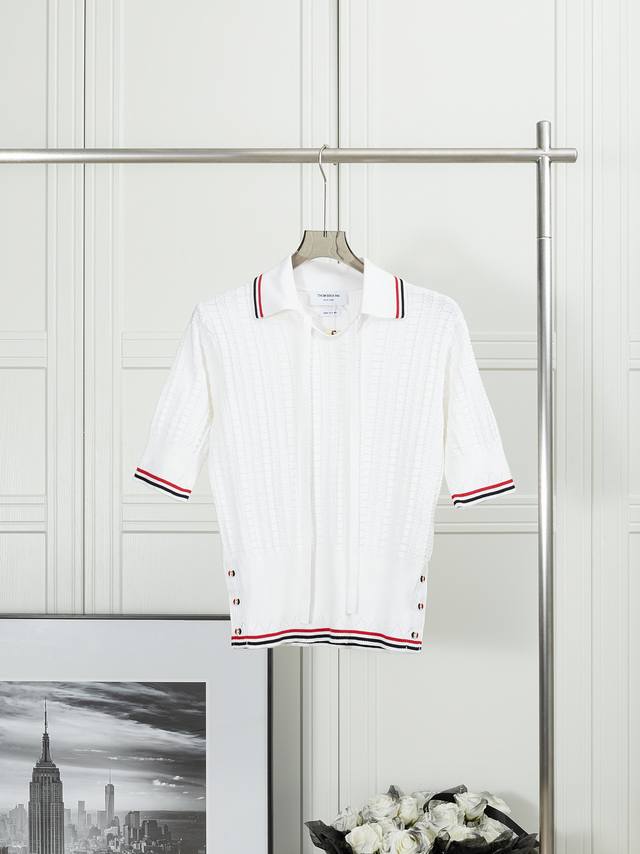 Original high-end version Thom Browne: Tie-knit Polo short-sleeved women's 1:1 o