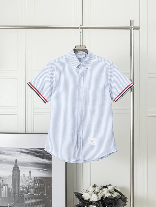 New style double sleeve cuffs red, white and blue ribbon striped short-sleeved s