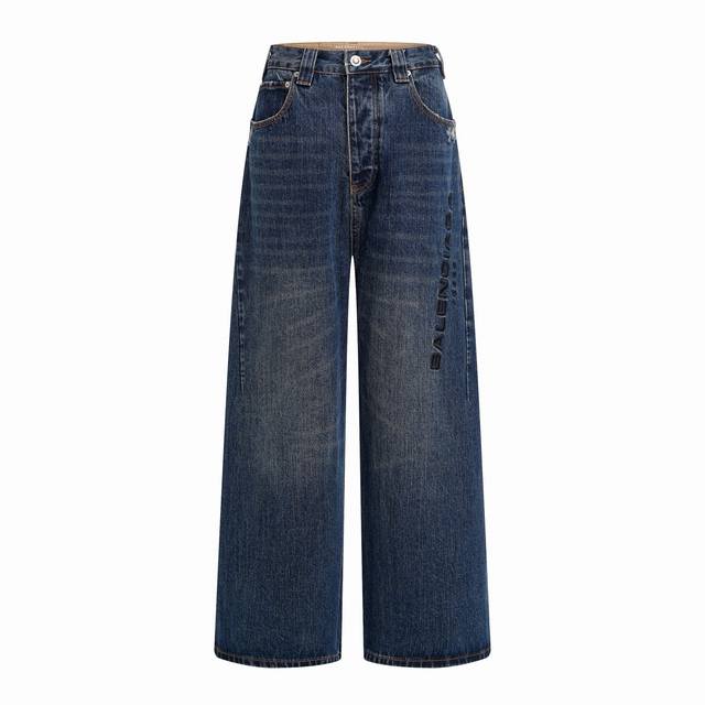 Balenciaga Blcg 25Fw Baggy Letter Embroidery Jeans Available in 1 2 3 Size