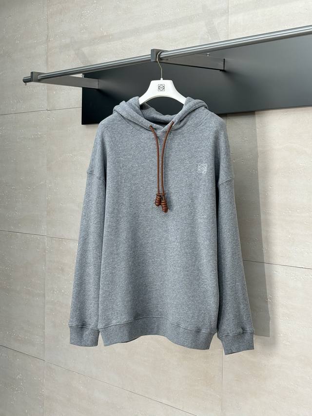 Loewe* 25Fw new Anagram leather embroidered hooded sweatshirt Customized style M