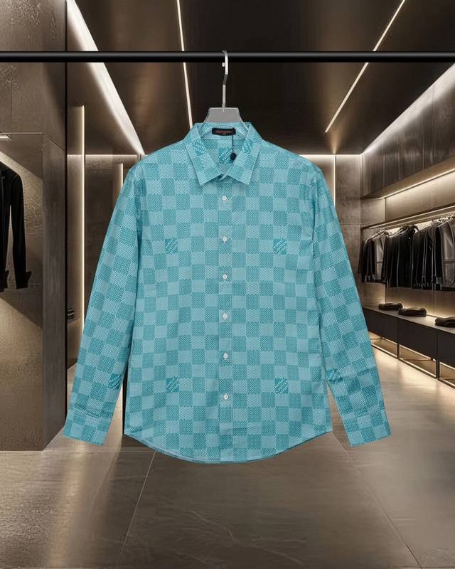 Lv Louis Vuitton's hot-selling Damier Monogram checkerboard long-sleeved shirt 2