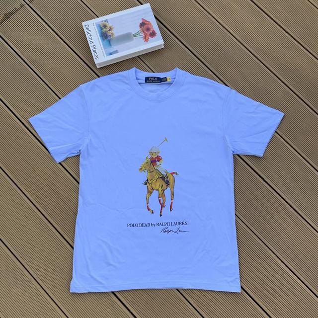 Style number: L08 Ralph Lauren 2025 summer new color pure cotton 240g bear horse
