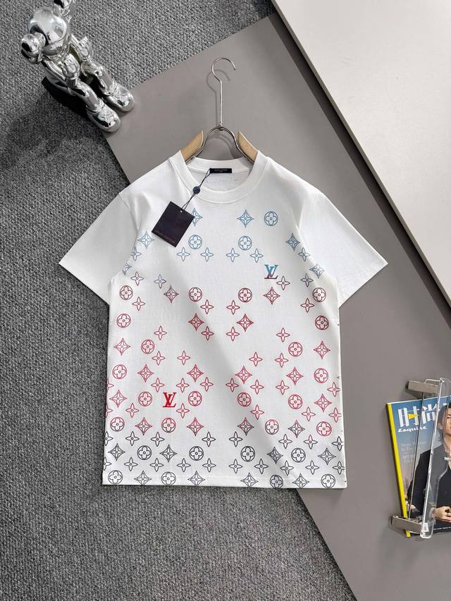 Lv 2025 new light luxury gradient flocking four-leaf clover letter logo unisex s