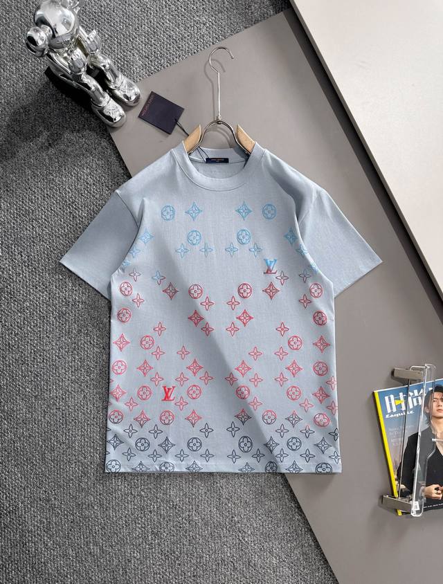 Lv 2025 new light luxury gradient flocking four-leaf clover letter logo unisex s