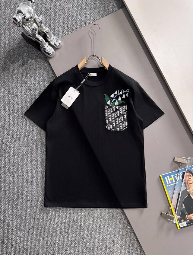 Dior 2025 new patch pocket green leaf embroidery back flocking Cd letter logo Un