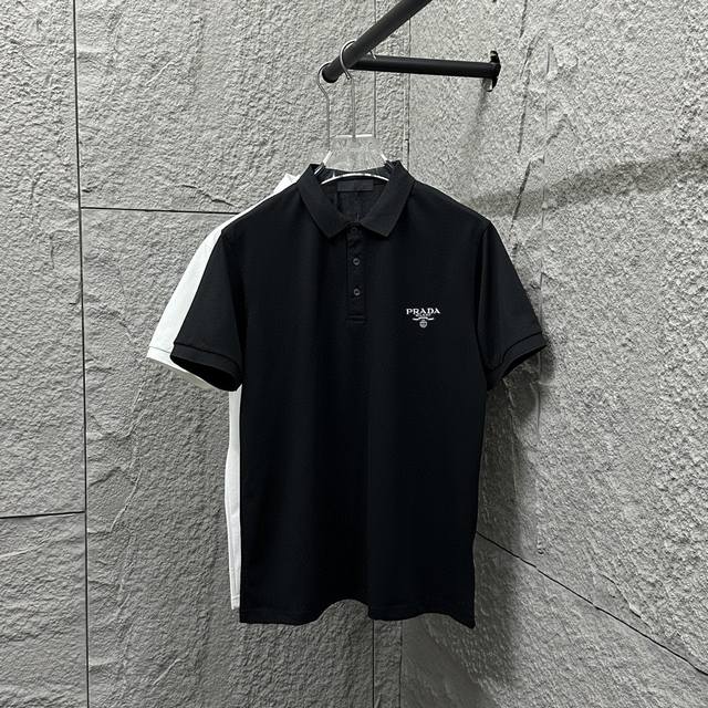 Prad* Prad* Da short-sleeved Polo 2025 spring and summer new simple letter small