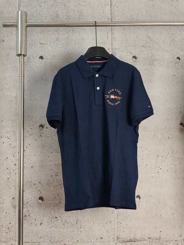 Real shot high quality version Tommy Tommy embroidered letters Polo shirt short