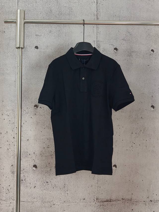 Real shot high quality version Tommy Tommy letter embossed Polo shirt short slee